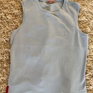 Prada Light Green Sport Tank Top Back Zippered Pocket Logo Size Medium